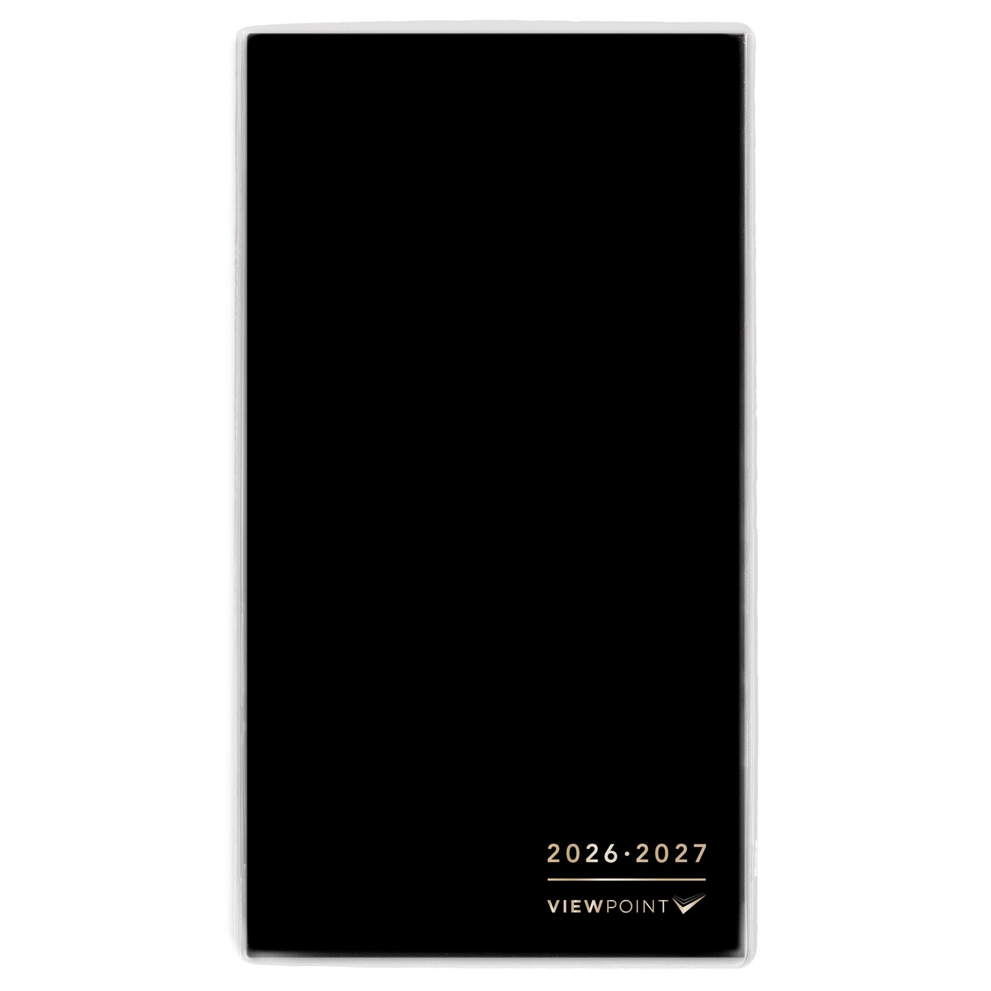 ViewPoint Black | 2026-2027 3.5 x 6.5 Inch Two Year Monthly Pocket Planner Calendar | Foil Stamped Cover