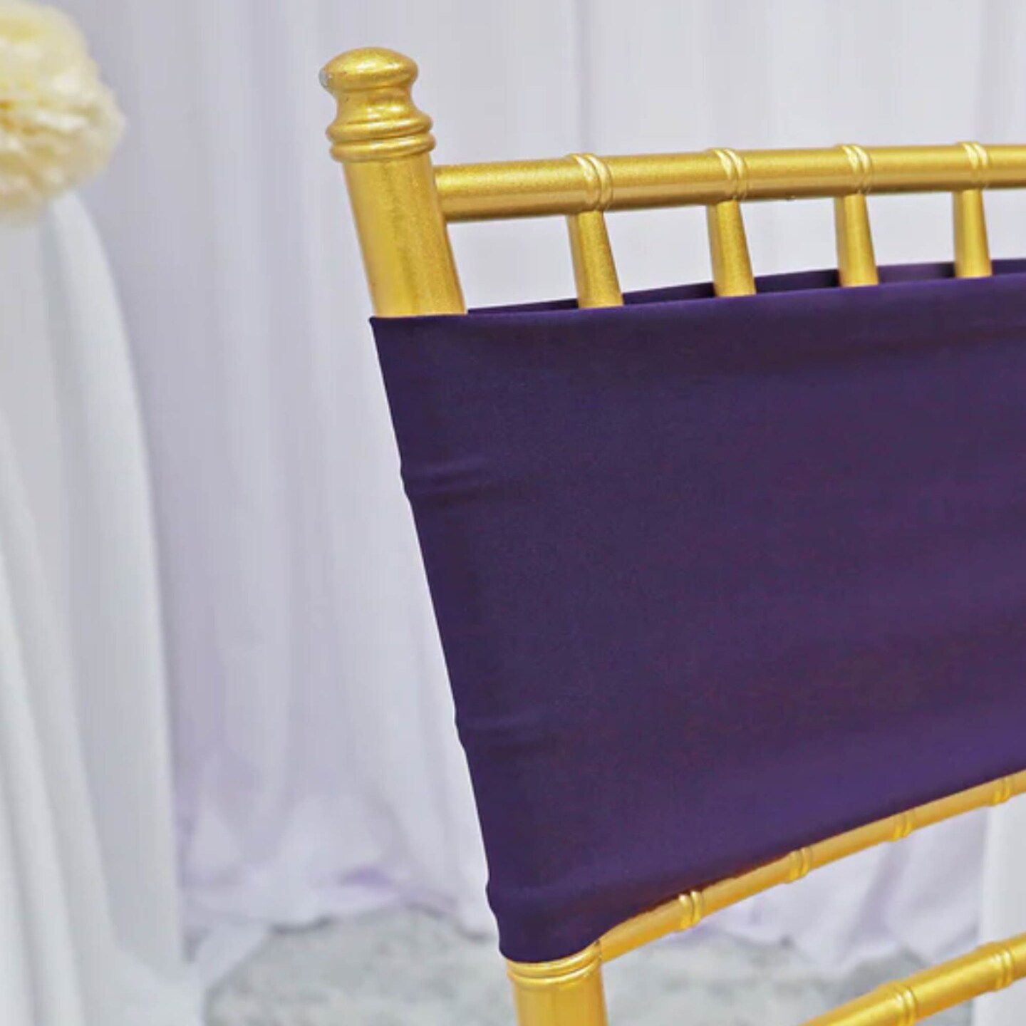 10 Pieces Eggplant Stretch Spandex Chair Bands for Banquet Chairs 7 x 13 Inches