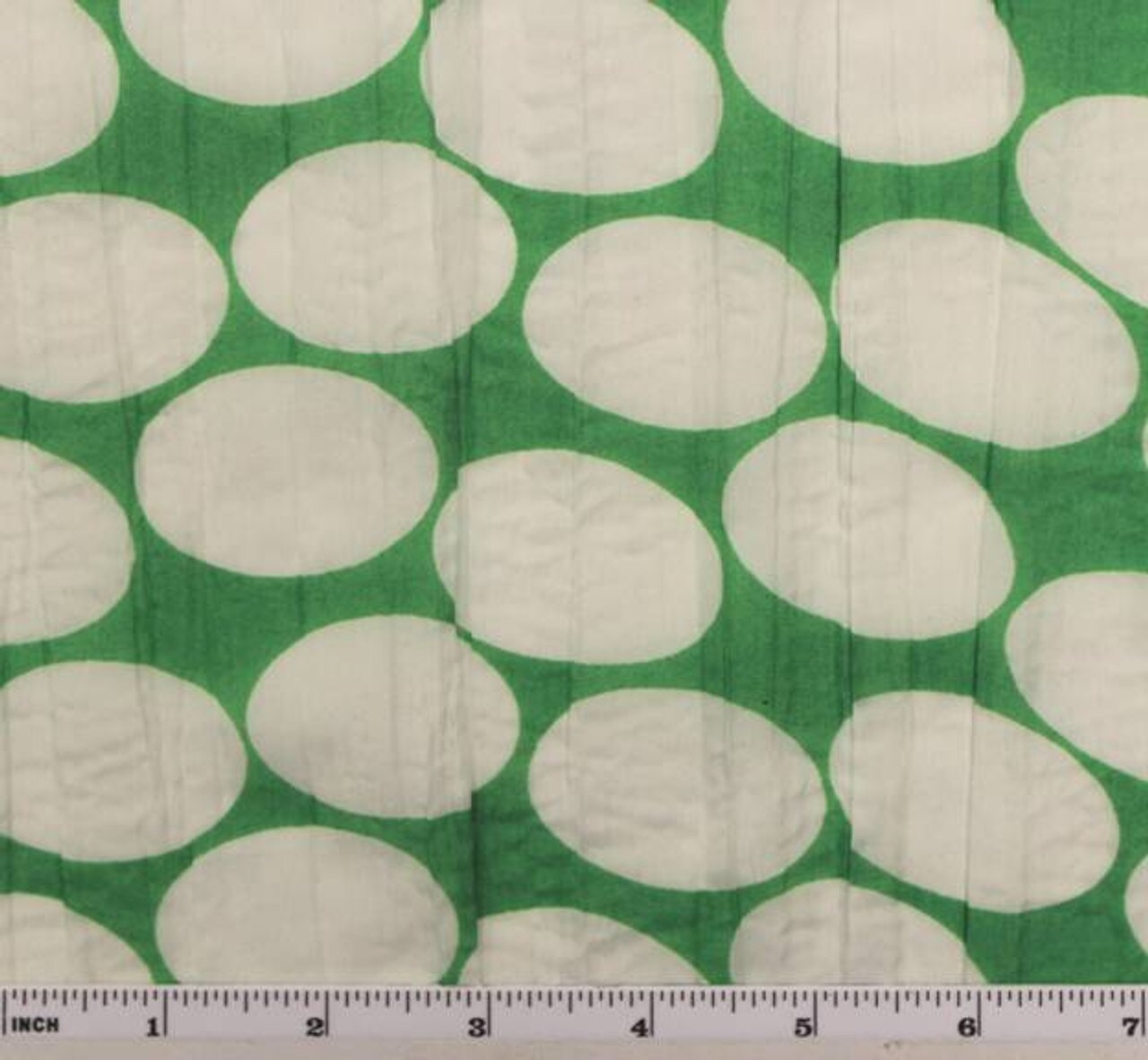 1 Yard Crinkled Voile Dot Print Green and White Fabric, 48/50″ Width 100% Polyester