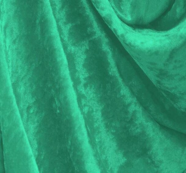 1 Yard Elegant Mermaid Green Crushed Velour 58/60&#x22; Wide 160 GSM 100% Polyester Fabric