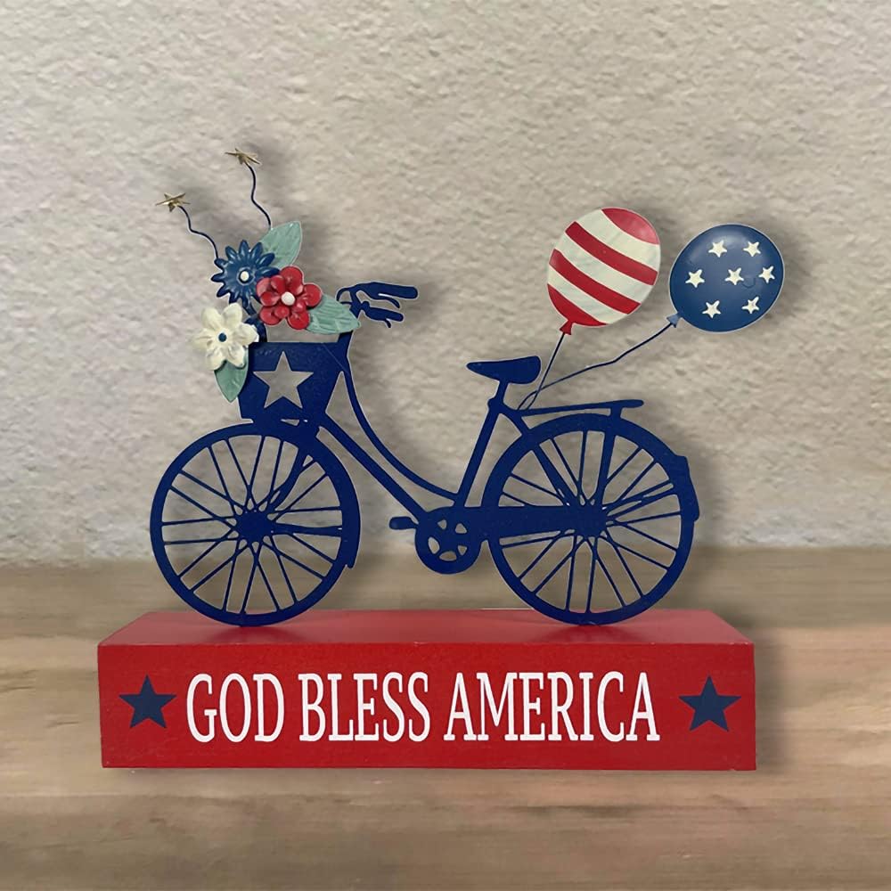 Patriotic American Flag Balloon Bicycle Table Decor(Red, White)