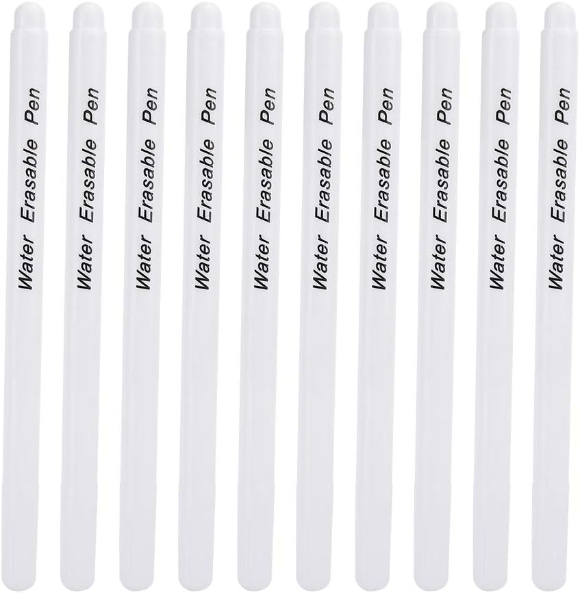 10Pcs Water Erasable Pen, Fabric Marking Pen Fabric Marker Tailoring Tool DIY Water Soluble Erasable Pen DIY Cloth Sewing Accessories (Single Head White)