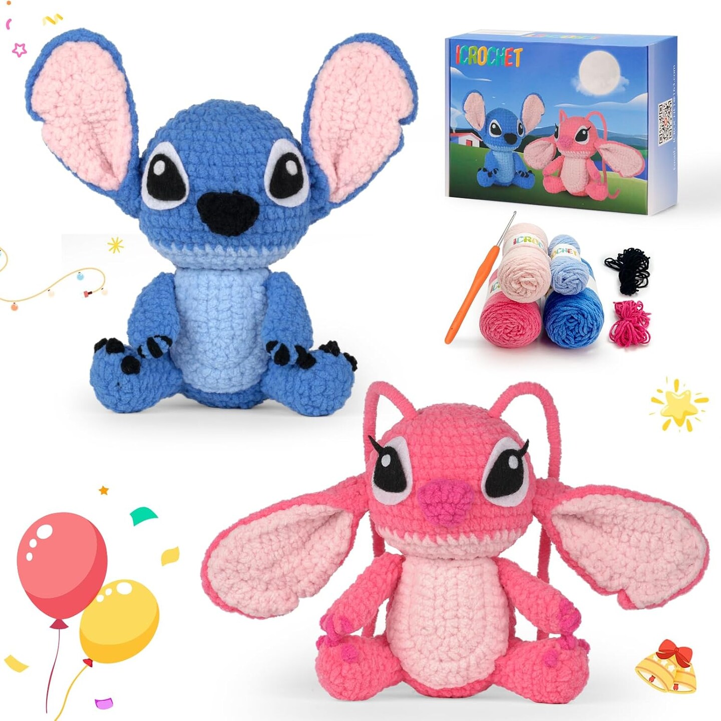 Crochet Kit for Beginners-Animals Start Crotcheting - Perfect Ange Amigurumi Knitting Learn to Kit for Adult Kids