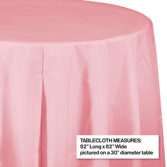 12 pc Bulk Classic Pink Round Plastic 82 inch Table Covers