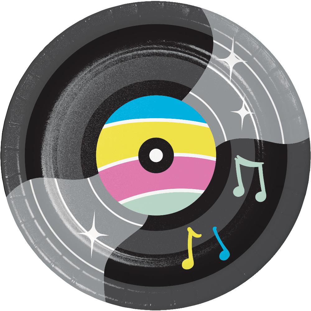 96/Case Bulk Birthday Beats Disco Party Vinyl Record Paper Dessert Plates
