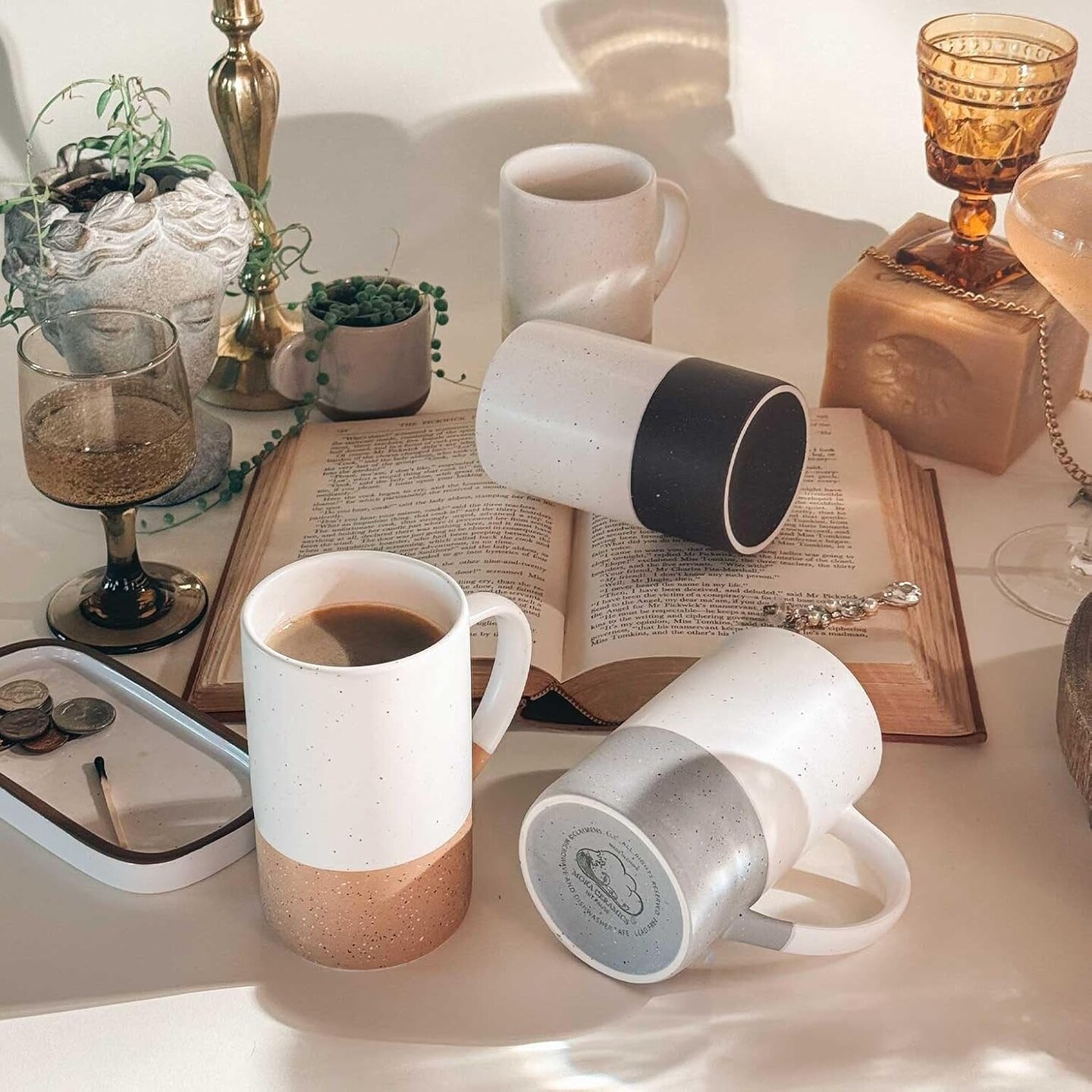 12oz Coffee Mug Set of 4 - Tea Cups with Handle