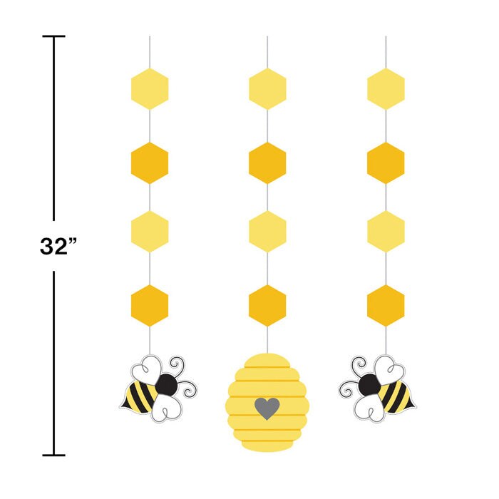 36 pc Bulk Bumblebee Baby Shower Hanging Decorations
