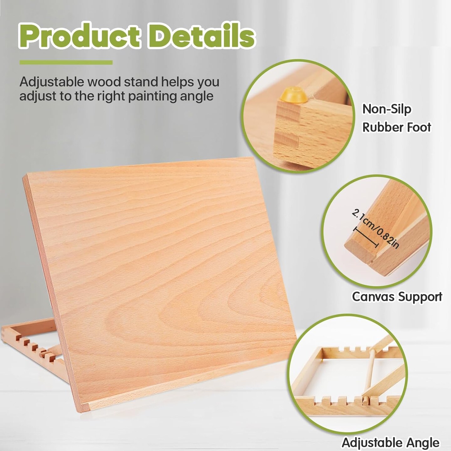 Wooden Tabletop Easel A3 Drawing Board with 5 Adjustable Angles, Smooth Suraface Art Easel for Adults, Artists, Beginners, Students