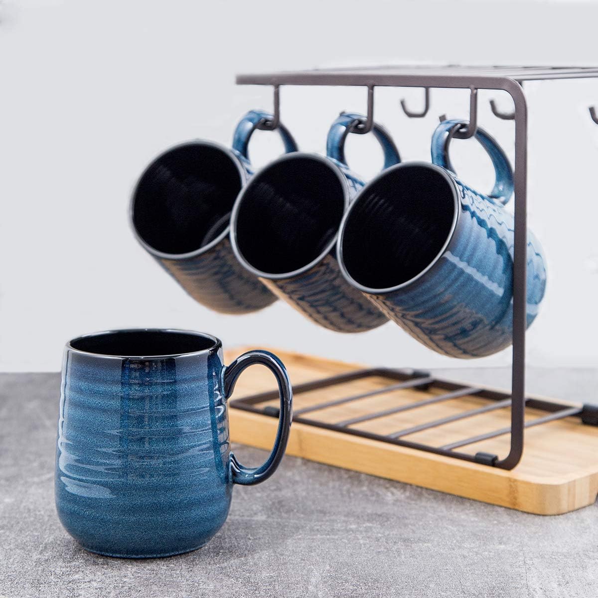 Coffee Mugs Set of 4, 15 Ounce Porcelain Mug Set