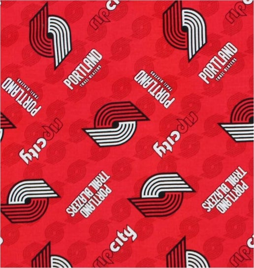 NBA Licensed Portland Trailblazers Logo Red Cotton Fabric by the Yard