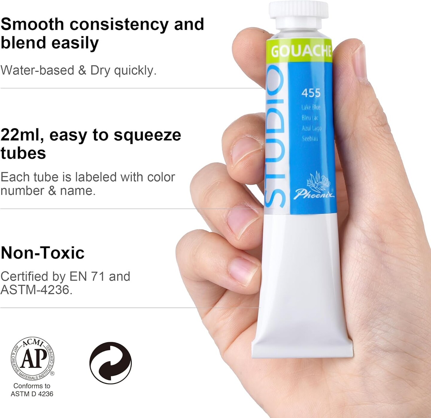Gouache Paint Tubes - 10x22ml / 0.74 Fl Oz Non-toxic Gouache Painting Supplies Art Paints Set for Adults, Beginners, Students