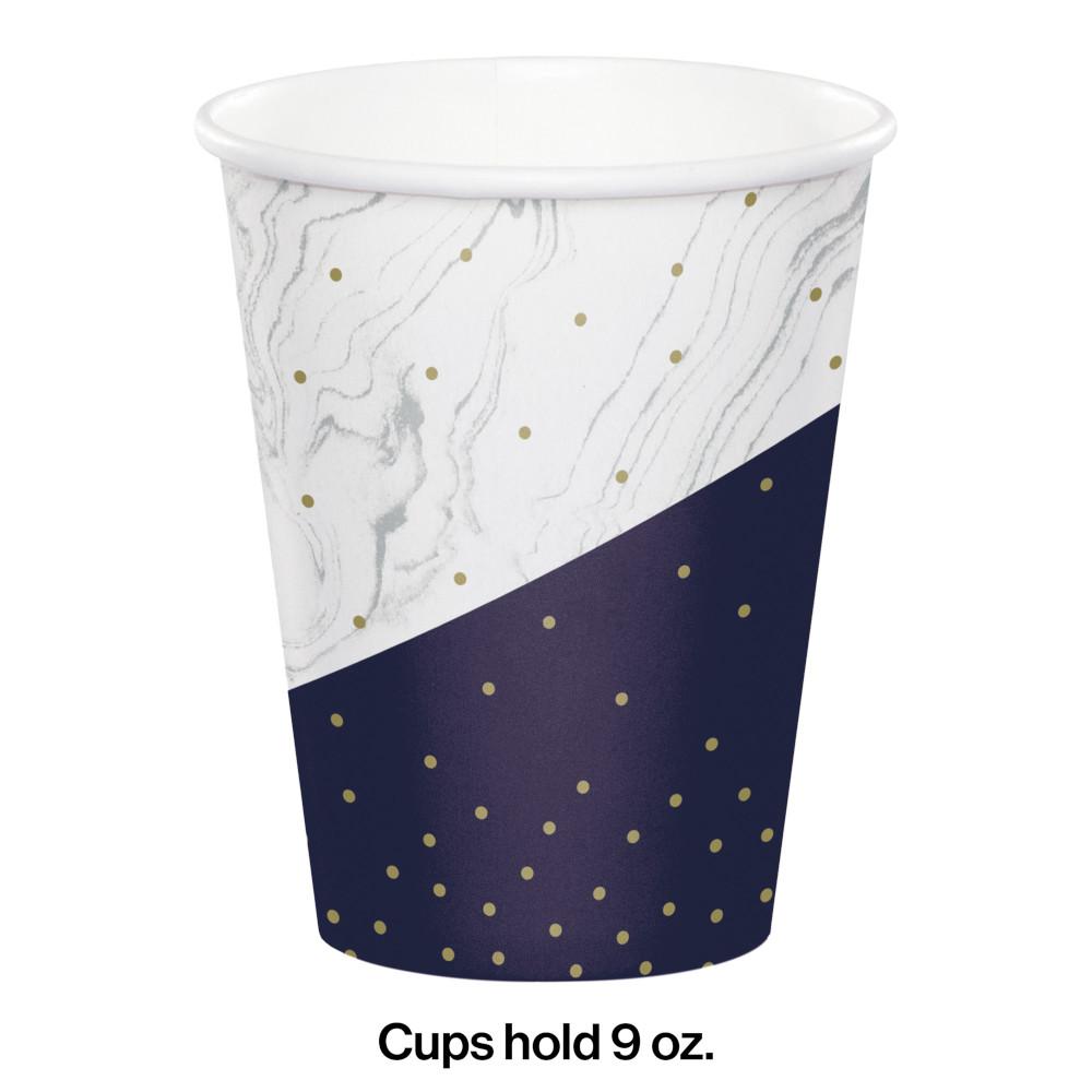 96 pc Bulk Navy and Gold Birthday Paper Cups