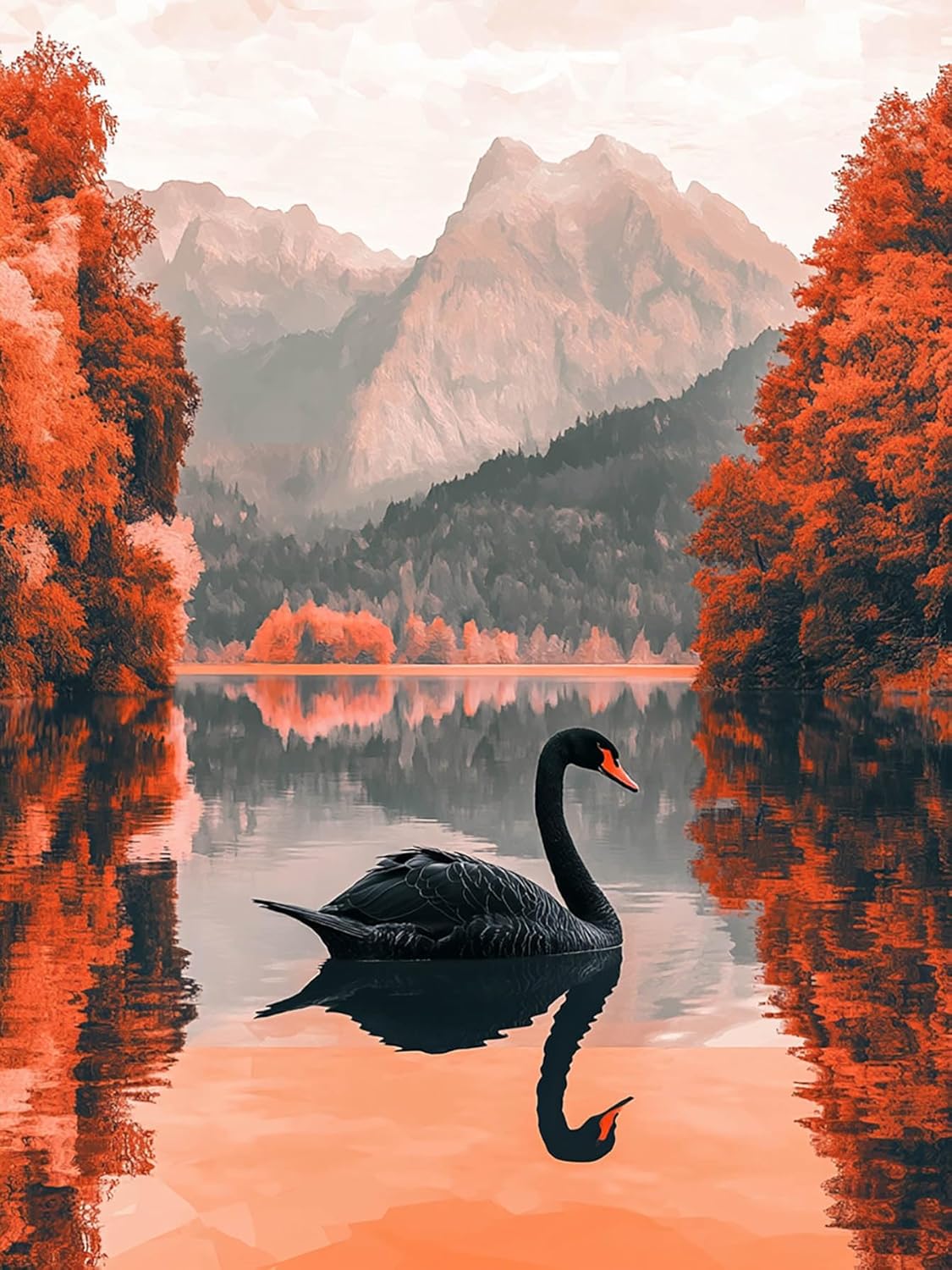 5D Diamond Art Kits for Adults, Black Swan Diamond Painting Art Animal DIY Full Round Drill Kits, Embroidery Rhinestone Diamond Crystal Craft Canvas Home Wall Decor 12x16 inch