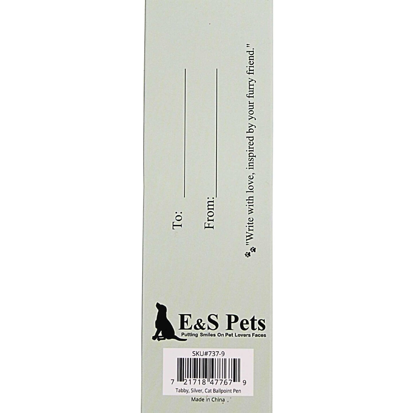 E & S Imports 5.5 Inch Silver Tabby Cat Ballpoint Pen Everyday Pen , Writing Cat Kitten Pet