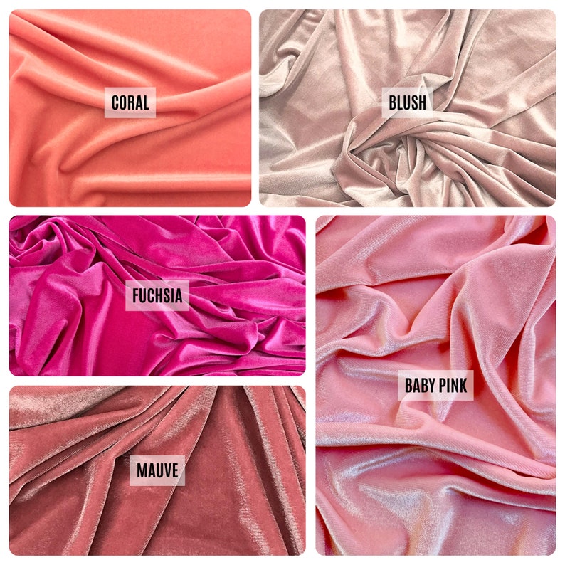 Stretch Velvet Fabric by the Yard, 60" Wide Plush Velvet 4-Way Stretch