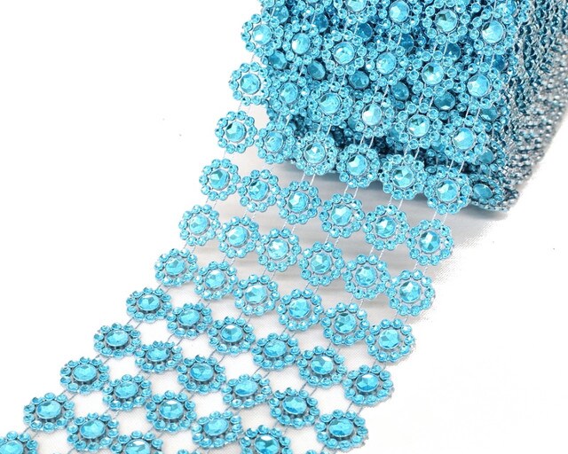 4&#x22; x 10 yards 30FT Turquoise Flower Mesh Wrap