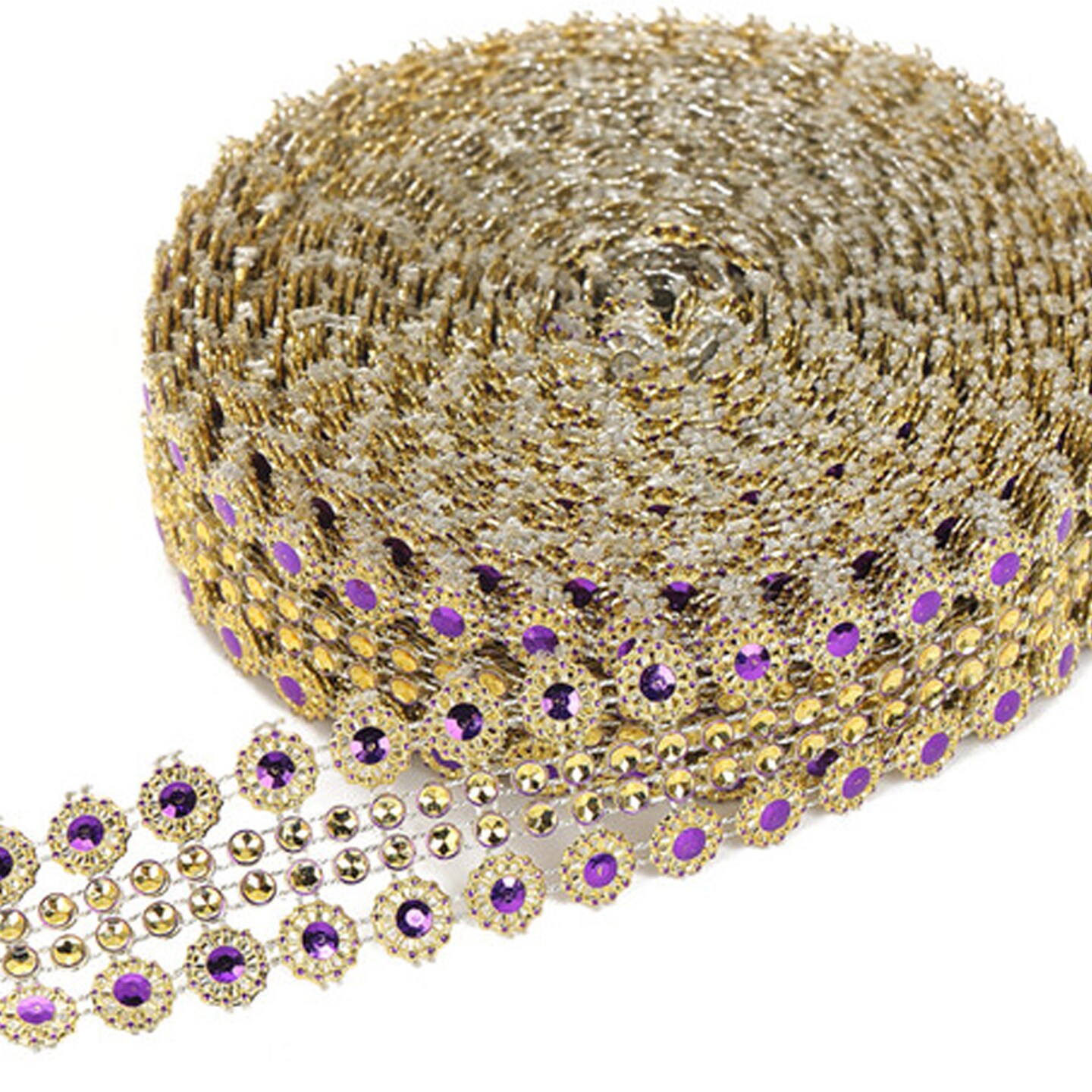 Gold and Purple Mesh Wrap Ribbon for Crafts Floral and Gift Decorations 10 Yards