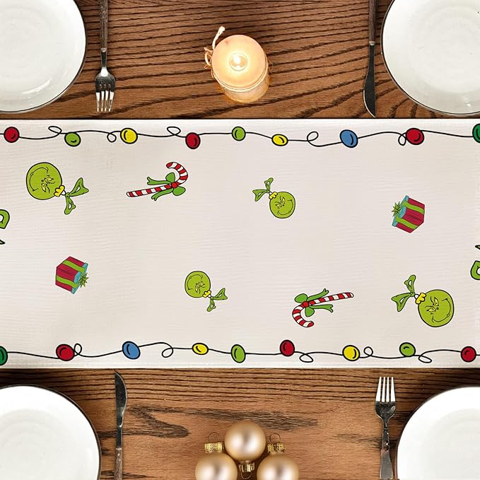 Merry Christmas Table Runner 72 Inches Long, Farmhouse Burlap Table Runner for Christmas Table Decor, Winter Holiday Table Runner 12x72 Inch