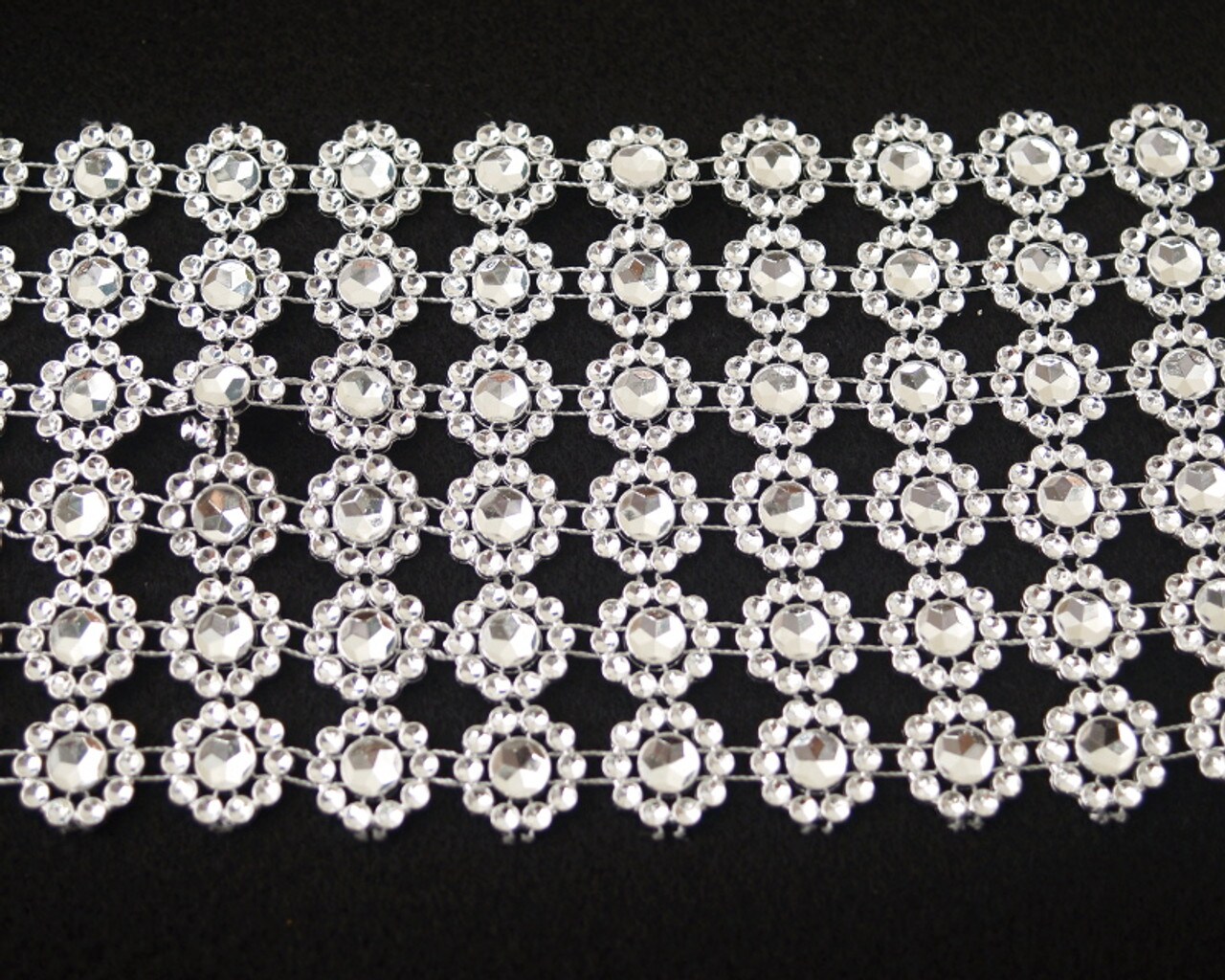 1.5&#x22; x 10 Yards Silver Diamond Mesh Ribbon 5 Rolls of Rhinestone Bling Ribbon