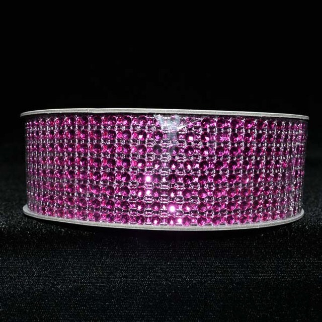 1.5" x 10 Yards Fuchsia Diamond Mesh Ribbon 5 Rolls of Rhinestone Bling Ribbon