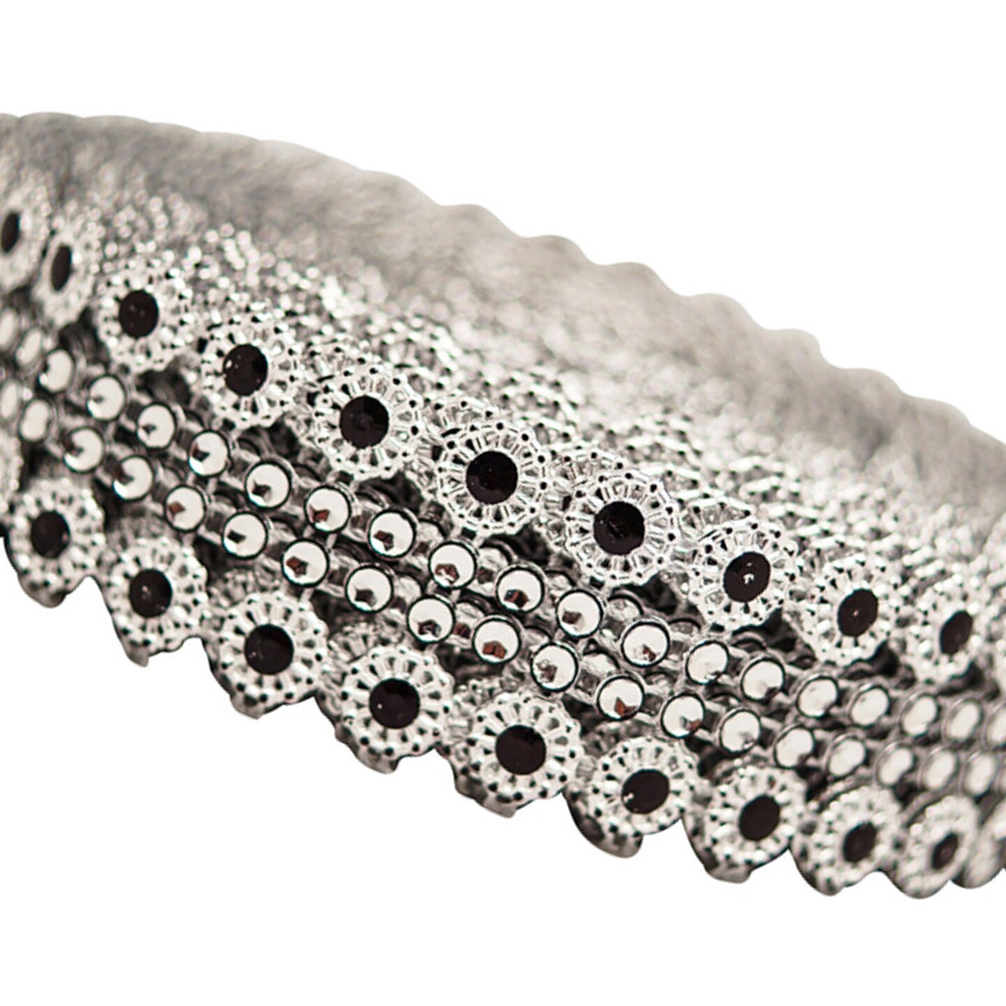 1.25&#x22; x 10 Yards Silver / Black Mesh Wrap
