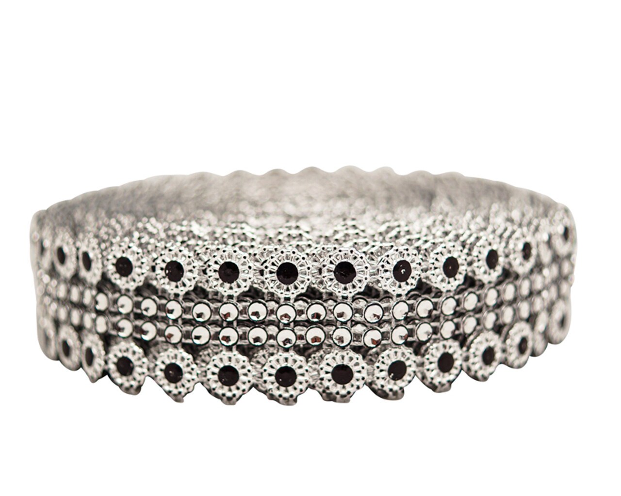 1.25&#x22; x 10 Yards Silver / Black Mesh Wrap