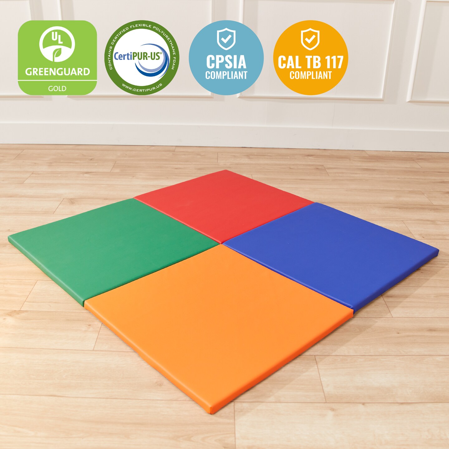 Play Patch Activity Mat Squares, Modular Playmat, 4-Pack