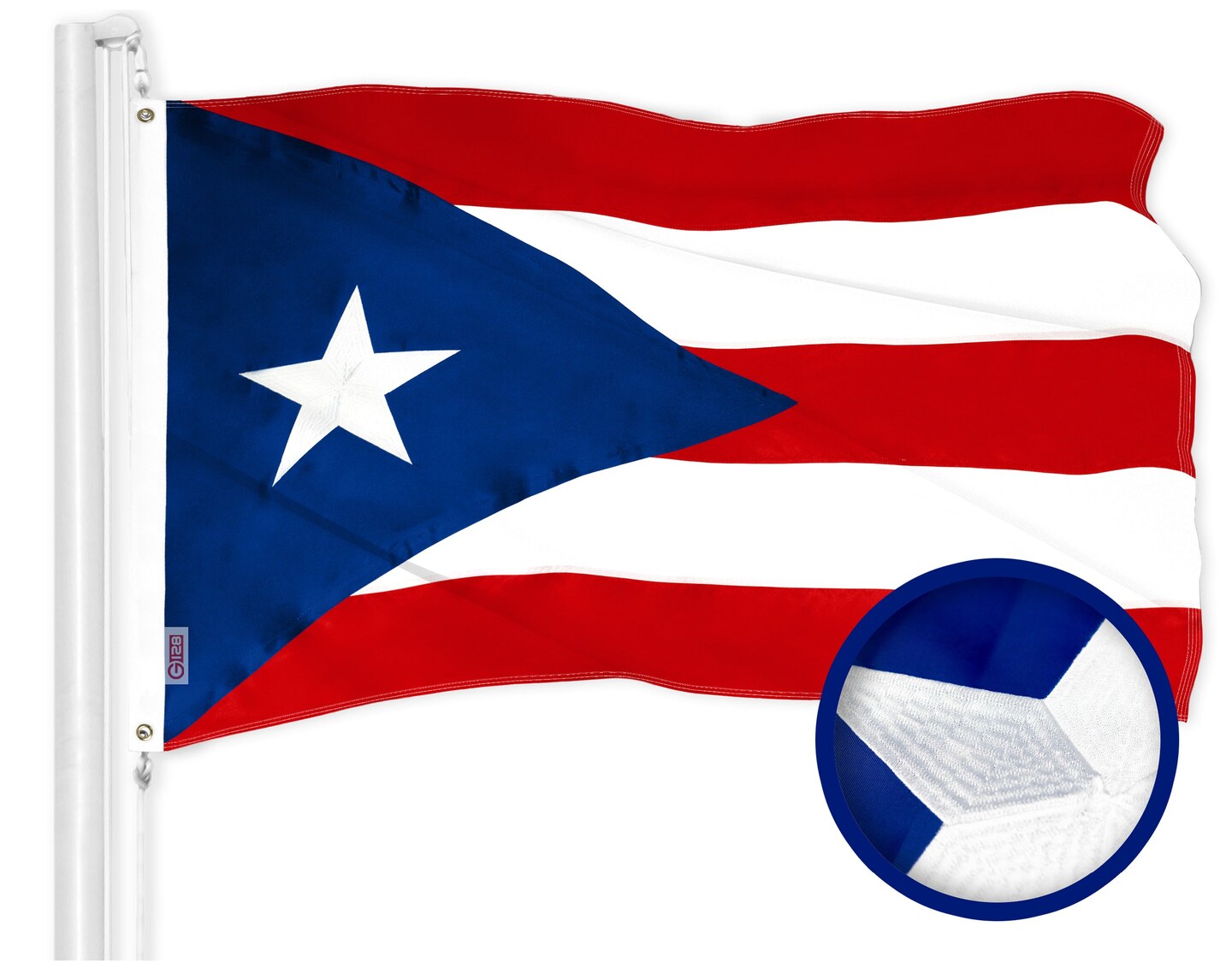 G128 Combo Pack: American USA Flag 4x6 Ft &#x26; Puerto Rico Puerto Rican Flag 4x6 Ft | Both ToughWeave Series Embroidered Polyester, Embroidered Design, Indoor/Outdoor, Brass Grommets