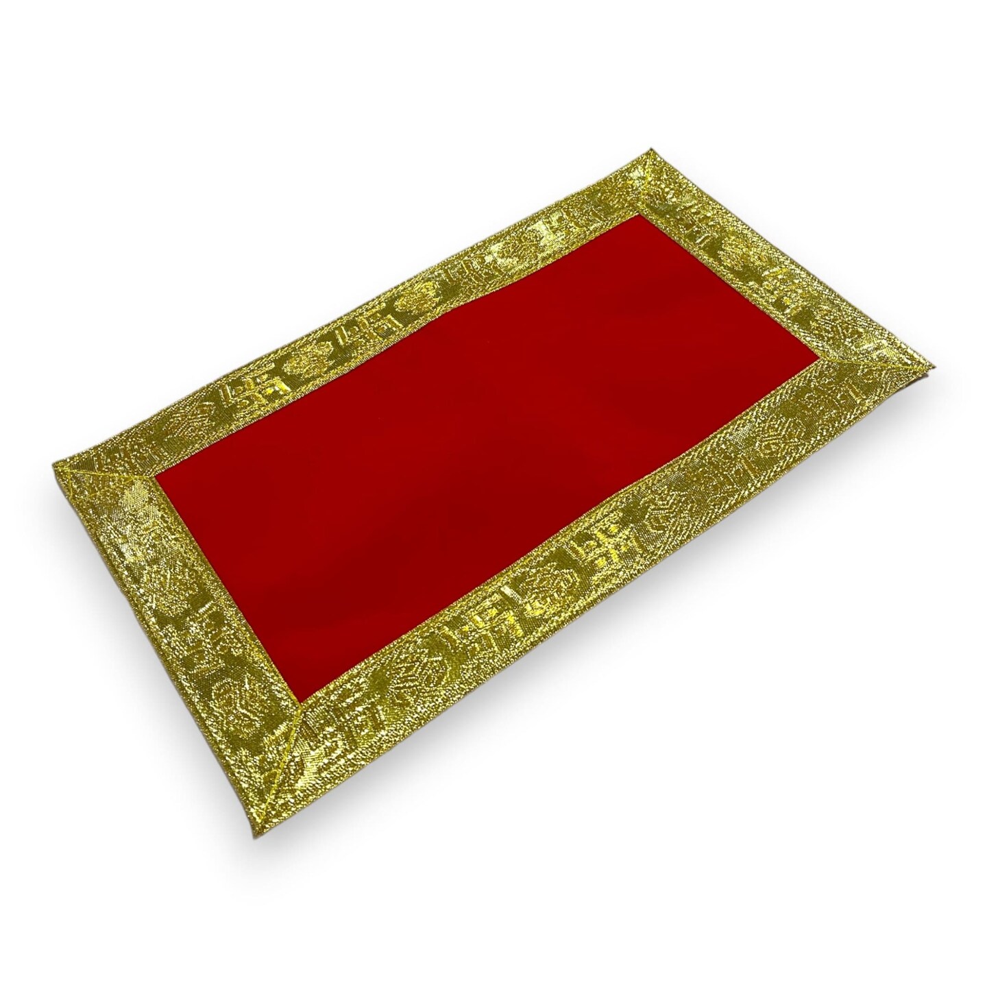 Velvet Pooja Mat Aasan Cloth for God Goddess Idol Puja Asan Mandir Temple Home Office Decor Base Chowki Asana Indian Festival Diwali Decoration Item Housewarming Gift