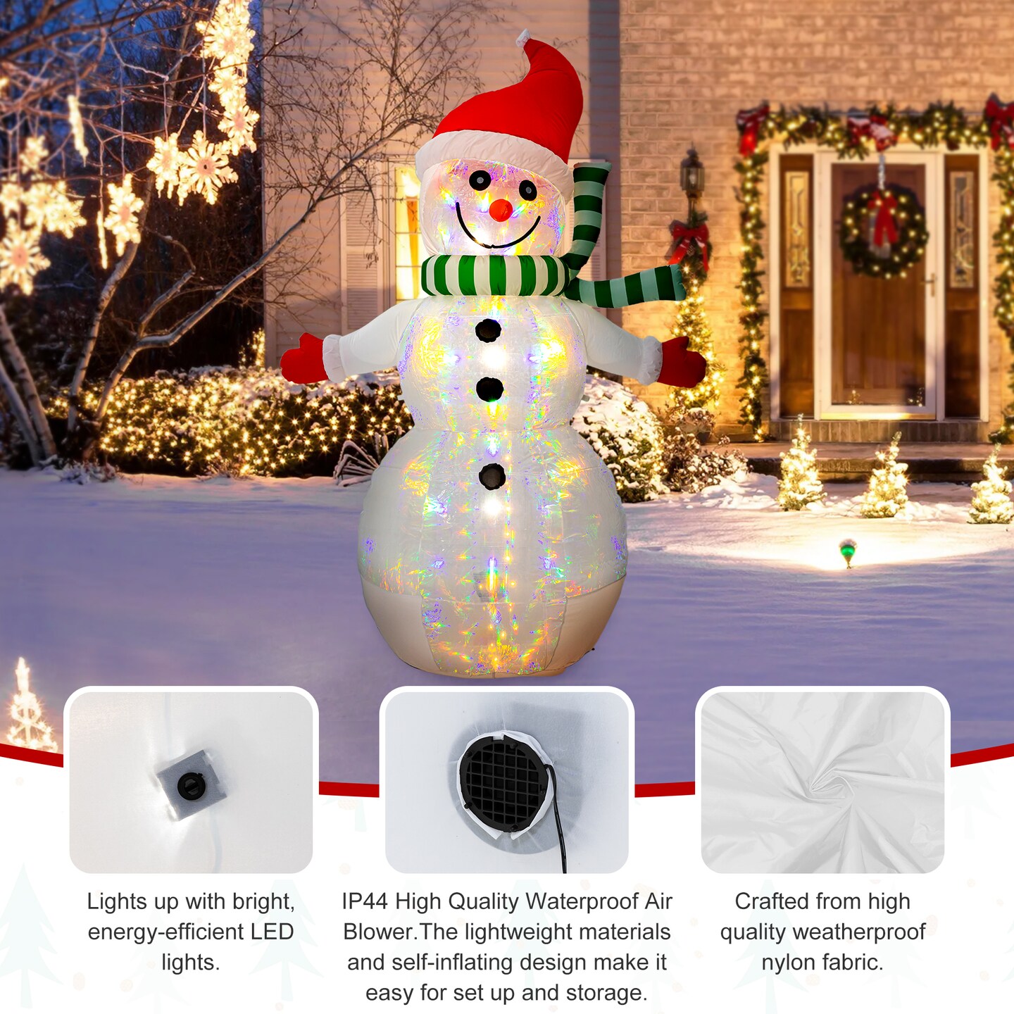 Set of 2 8FT Lighted Inflatable Icy Snowman Decor