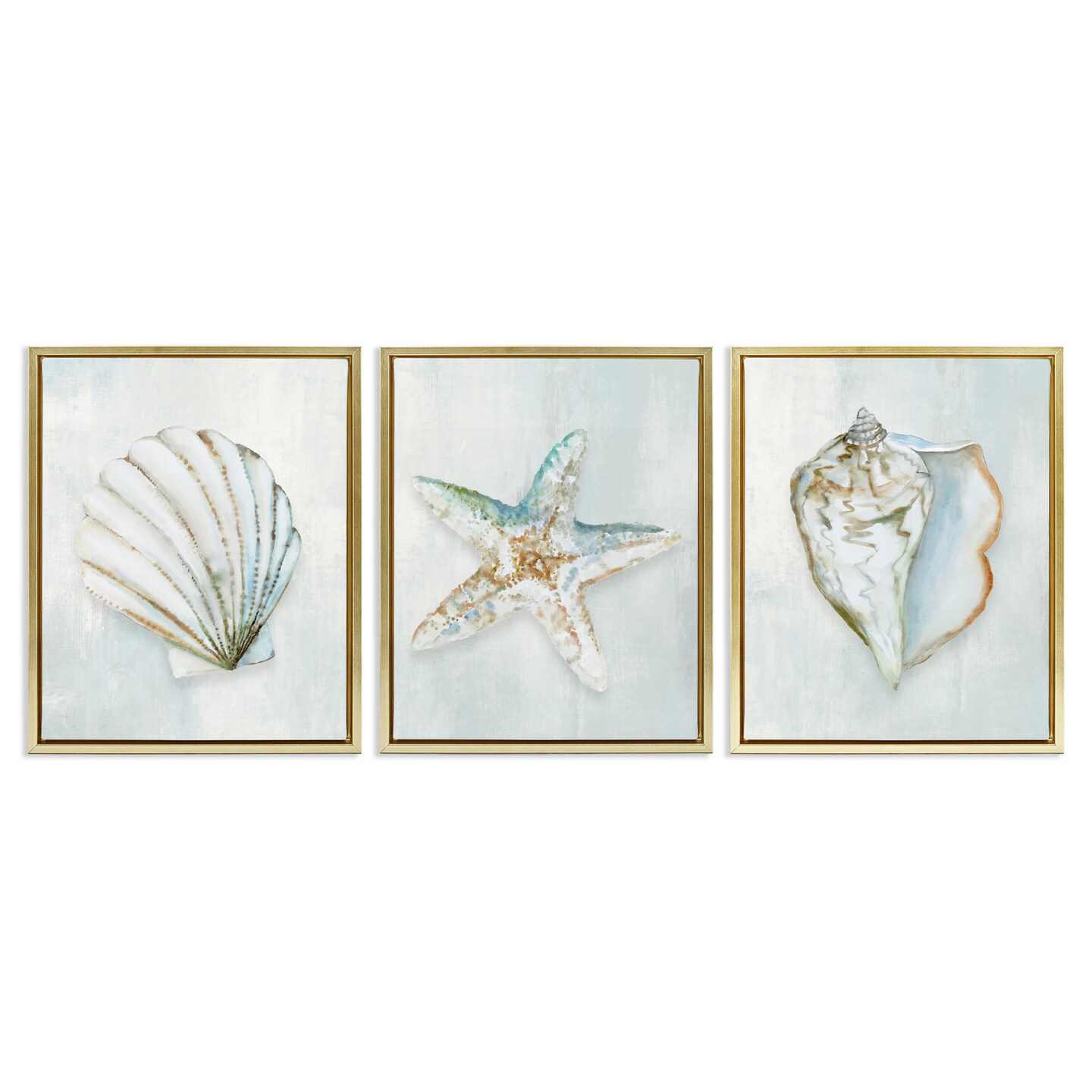 Stupell Industries Muted Sea Life Serenity 3pc Floating Frame Set, design by Hannah Dawson