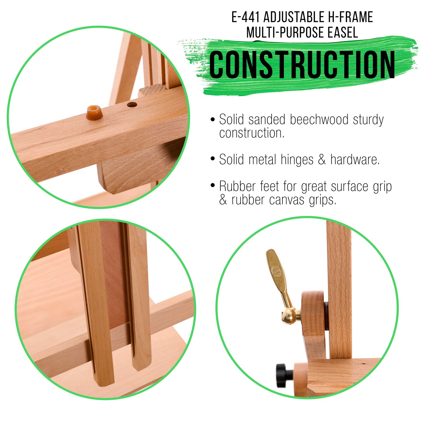 Large Adjustable H-Frame Multi-Purpose Studio Artist Easel - 88" High, Holds 59" Canvas - Sturdy Wooden Floor Painting Holder, Display Stand, designed as Painting Easel for Adults