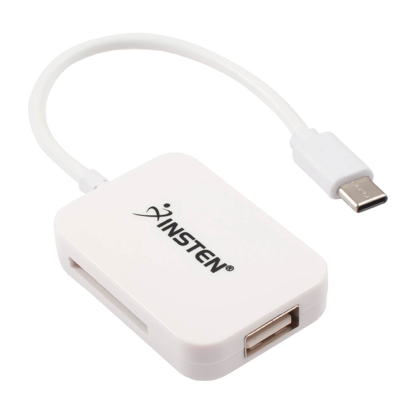 Insten USB Type C Card Reader, Portable Card Adapter, For SDXC, SDHC, SD, Micro SDXC, Micro SD, Micro SDHC Card, Fast Reader / Writer, White