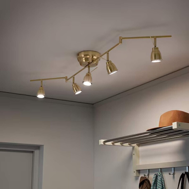 Brass Ceiling Track with 5 Adjustable Spots