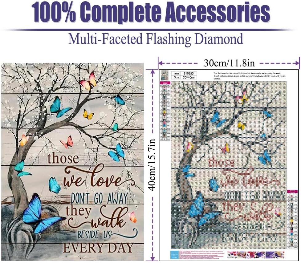 Butterfly Diamond Painting Kits for Adults 5D Diamond Art Kits for Adults Kids Beginner, DIY Full Drill Diamond Dots Paintings with Diamonds Gem Art and Crafts for Adults Home Wall Decor