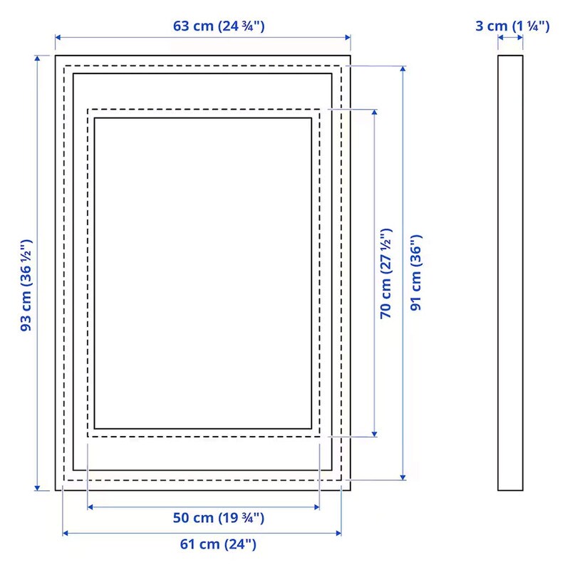 24x36&#x22; Red Frame with Mount Horizontal/Vertical No-Nail Hanging Depth Display
