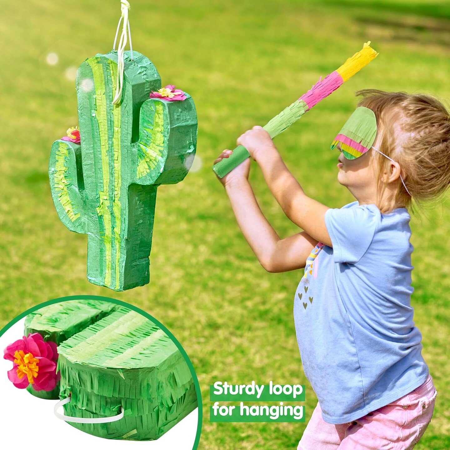 Cinco De Mayo Cactus Pinata for Kids Birthday Party, (16.75x11.25x3 in.) for Fun Fiesta Taco Party Supplies, Luau Event Photo Props, Mexican Theme Decoration, Carnivals Festivals, Taco Tuesday Event