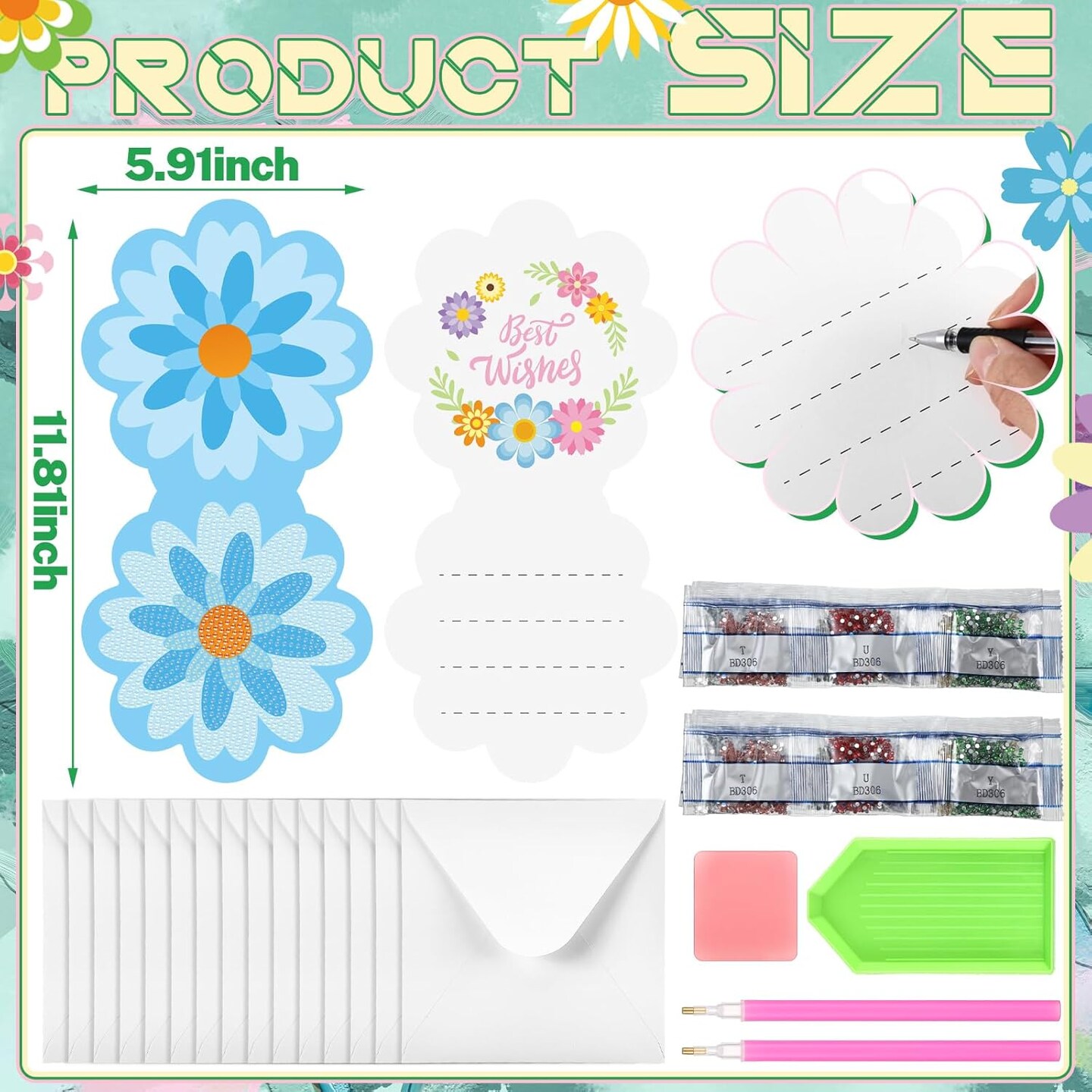 30 Pcs Mother's Day Flower Diamond Painting Greeting Card Kit