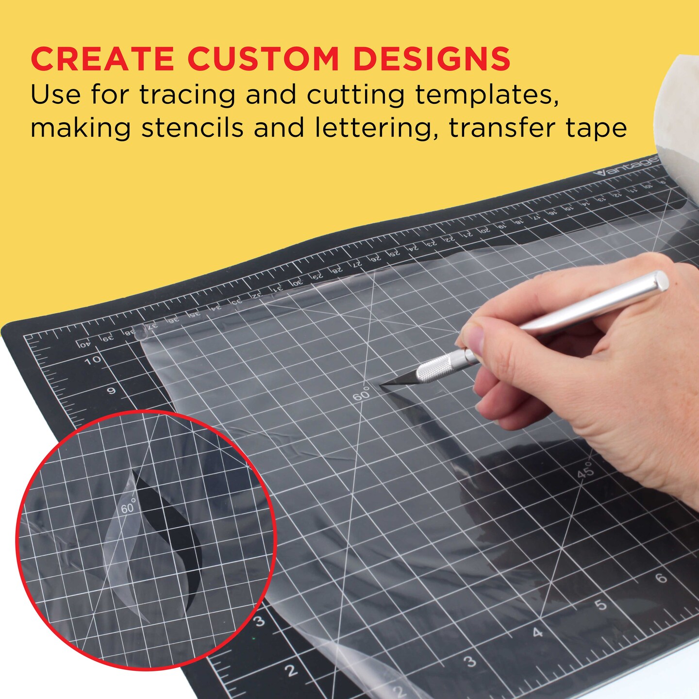 Custom Shop 18&#x22; x 150&#x27; Roll of Clear Masking Film/Frisket for Artists, Airbrush Graphics, Automotive - Tracing, Cutting Templates, Stencil Making