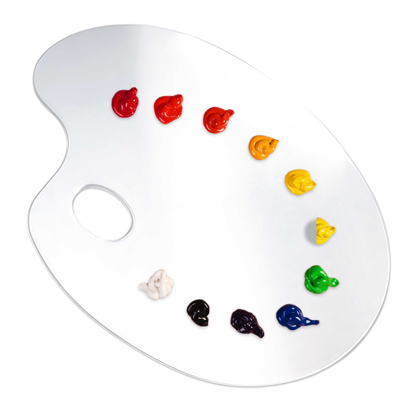 U.S. Art Supply 9.5&#x22; x 13.8&#x22; Clear Oval-Shaped Acrylic Painting Palette - Transparent Plastic Artist Paint Color Mixing Tray - Non-Stick, Easy Clean