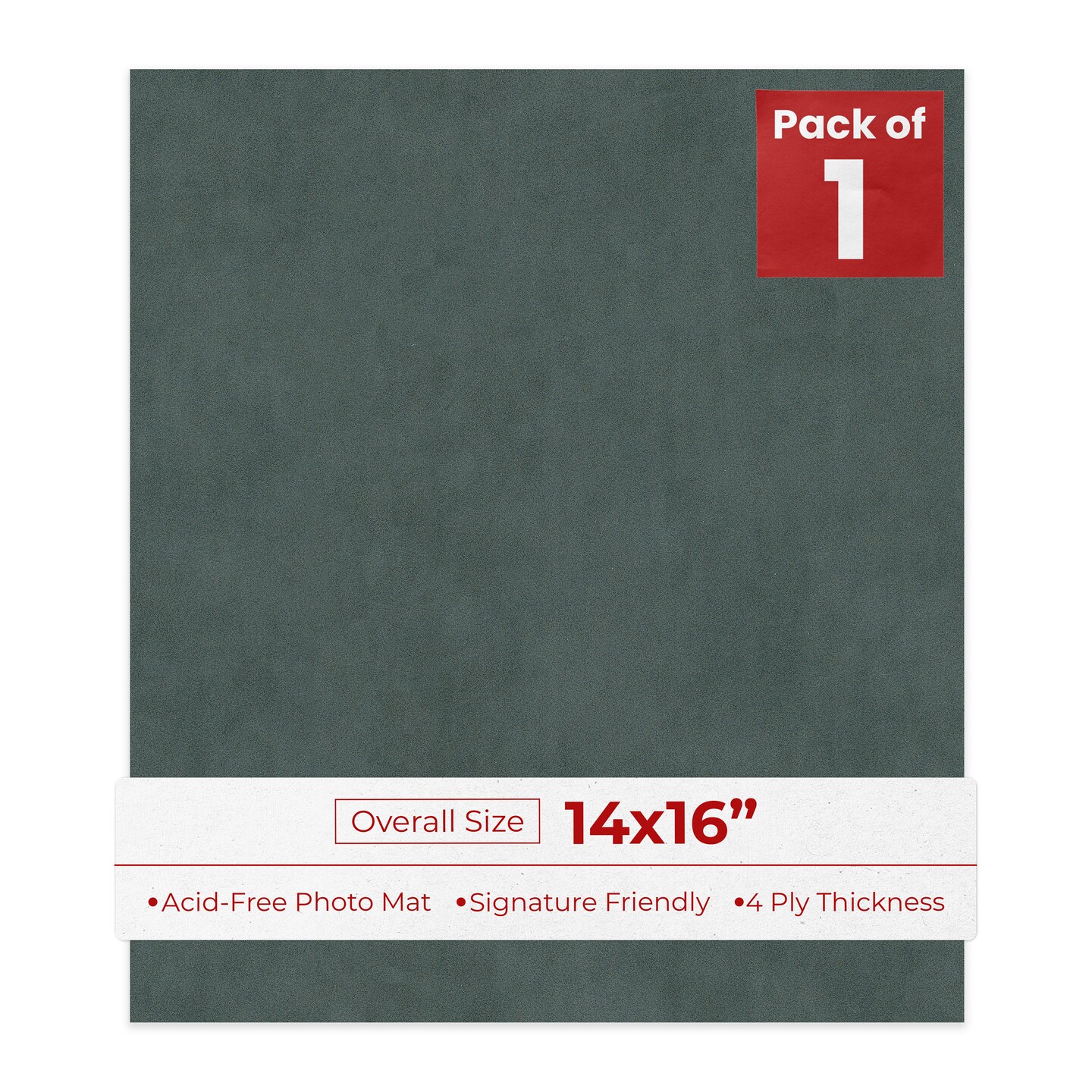 Dark Grey Suede 14x16 Uncut Mat Board - Blank Sheet, No Opening