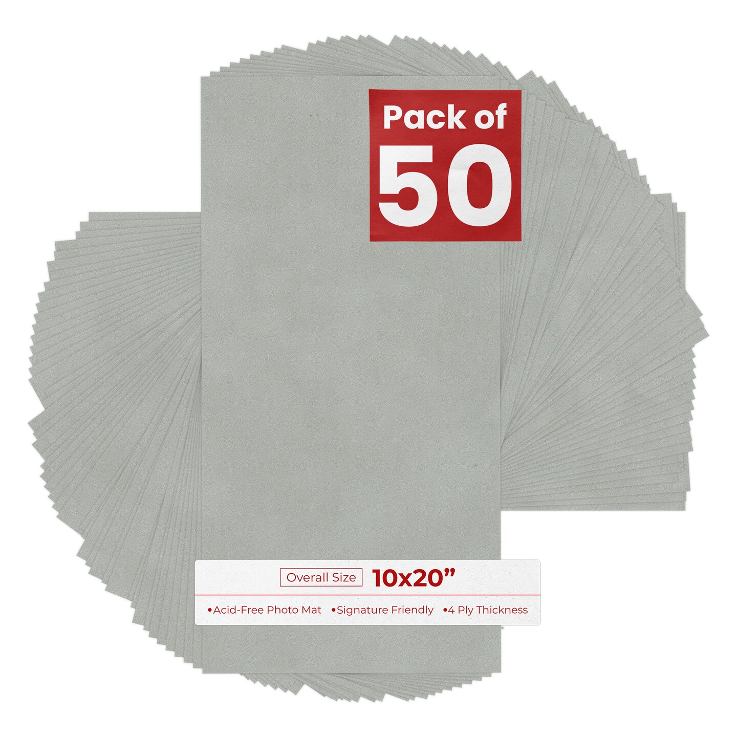 Light Grey Suede 10x20 Uncut Mat Board - Blank Sheets, No Opening