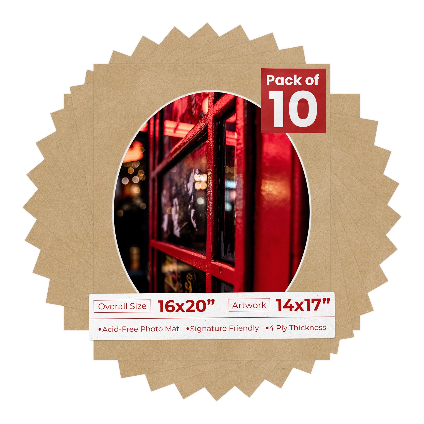 Beige Suede Mat Board for 16x20 Frames - Oval Opening for 14x17 Photos