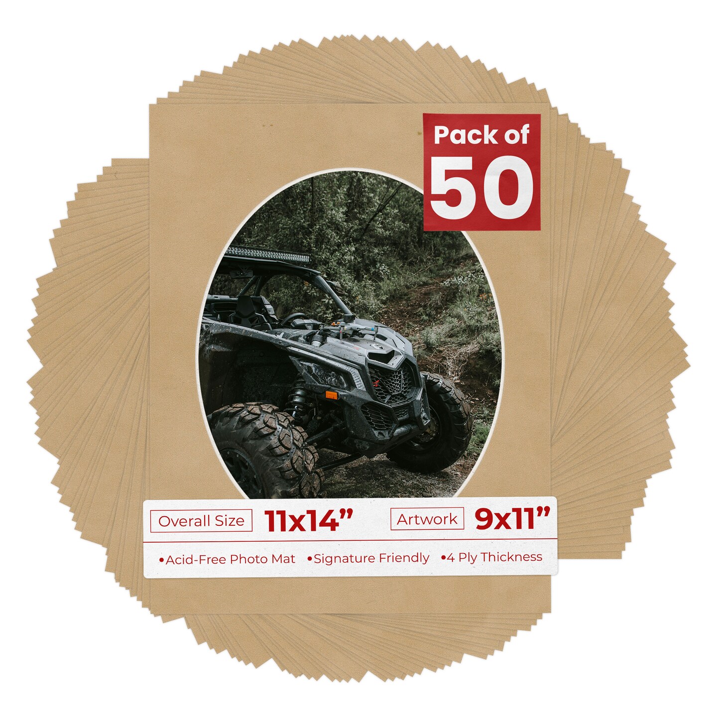 Beige Suede Mat Board for 11x14 Frames - Oval Opening for 9x11 Photos