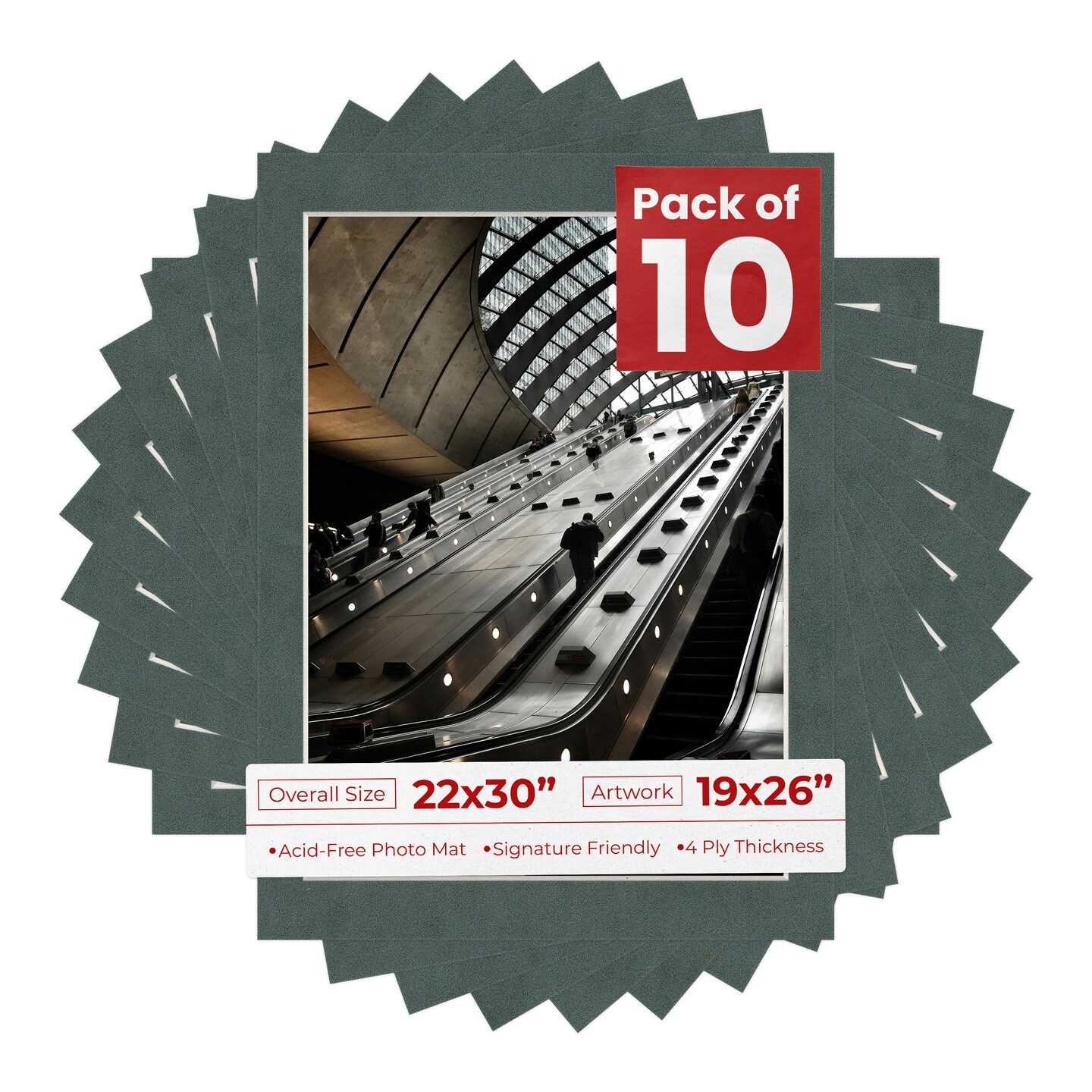 Dark Grey Suede Mat Board for 22x30 Frames - Fits 19x26 Photos