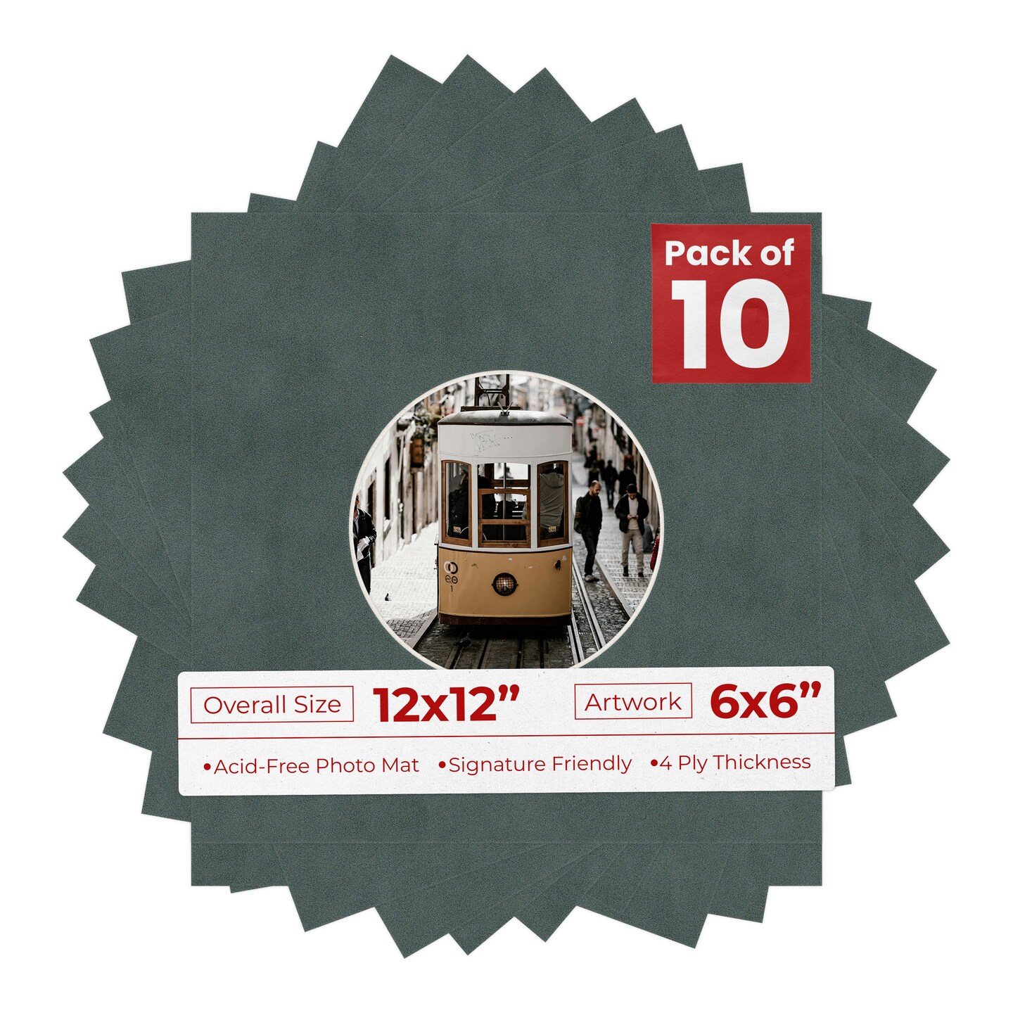 Dark Grey Suede Mat Board for 12x12 Frames - Circle Opening for 6x6 Photos