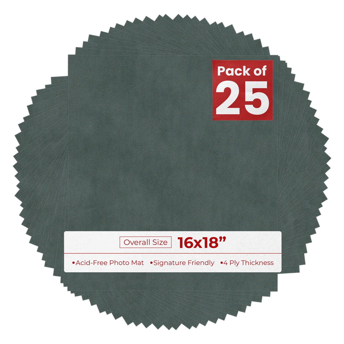 Dark Grey Suede 16x18 Uncut Mat Board - Blank Sheets, No Opening