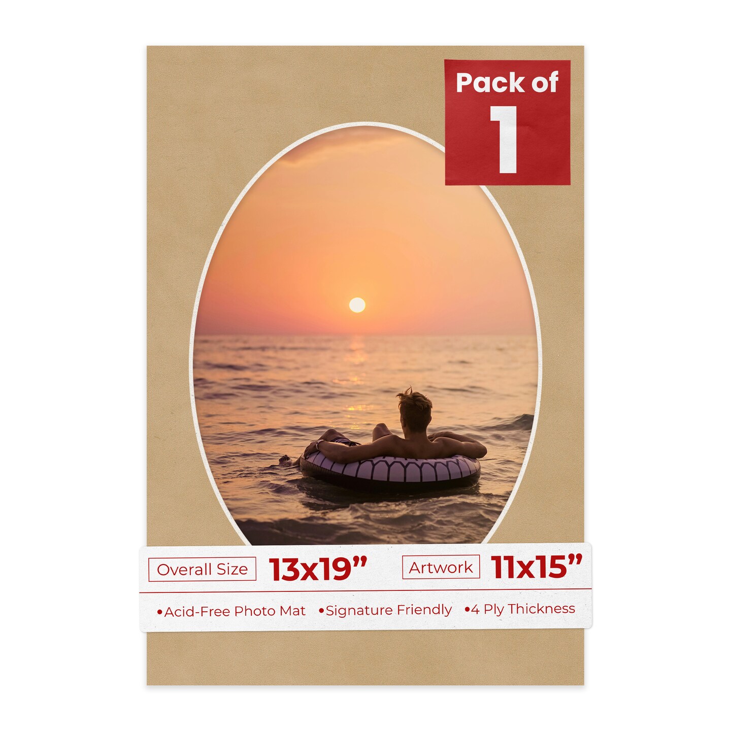 Beige Suede Mat Board for 13x19 Frames - Oval Opening for 11x15 Photos