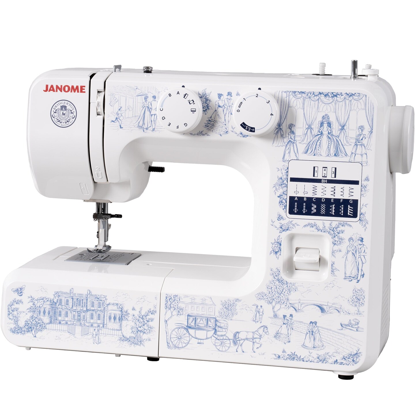 Janome Toile Romance Easy-to-Use 15-Stitch Sewing Machine Officially Licensed Bridgerton Collection