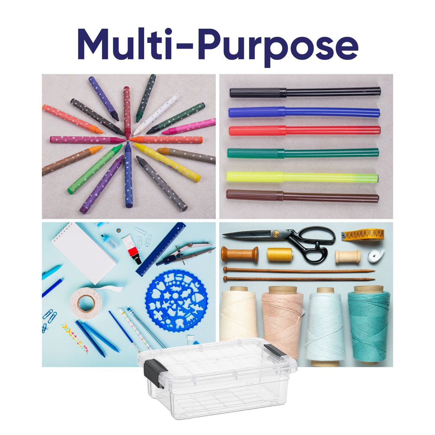 Superio Mini Plastic Crayon Box Storage Container Clear Plastic Bin with Lid Organizing Box 0.7 Qt.